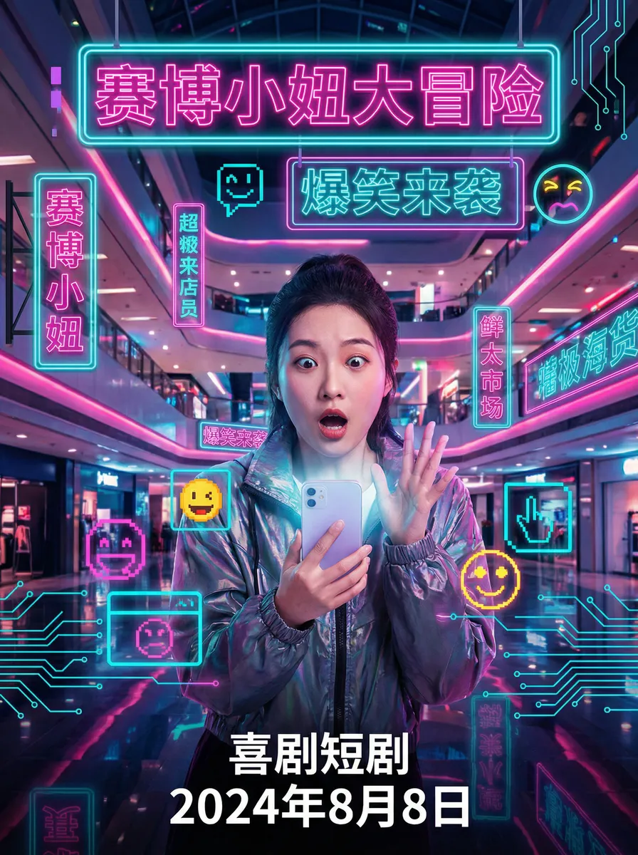 偷上人妻 搞笑喜剧短剧 - 赛博小妞大冒险海报
